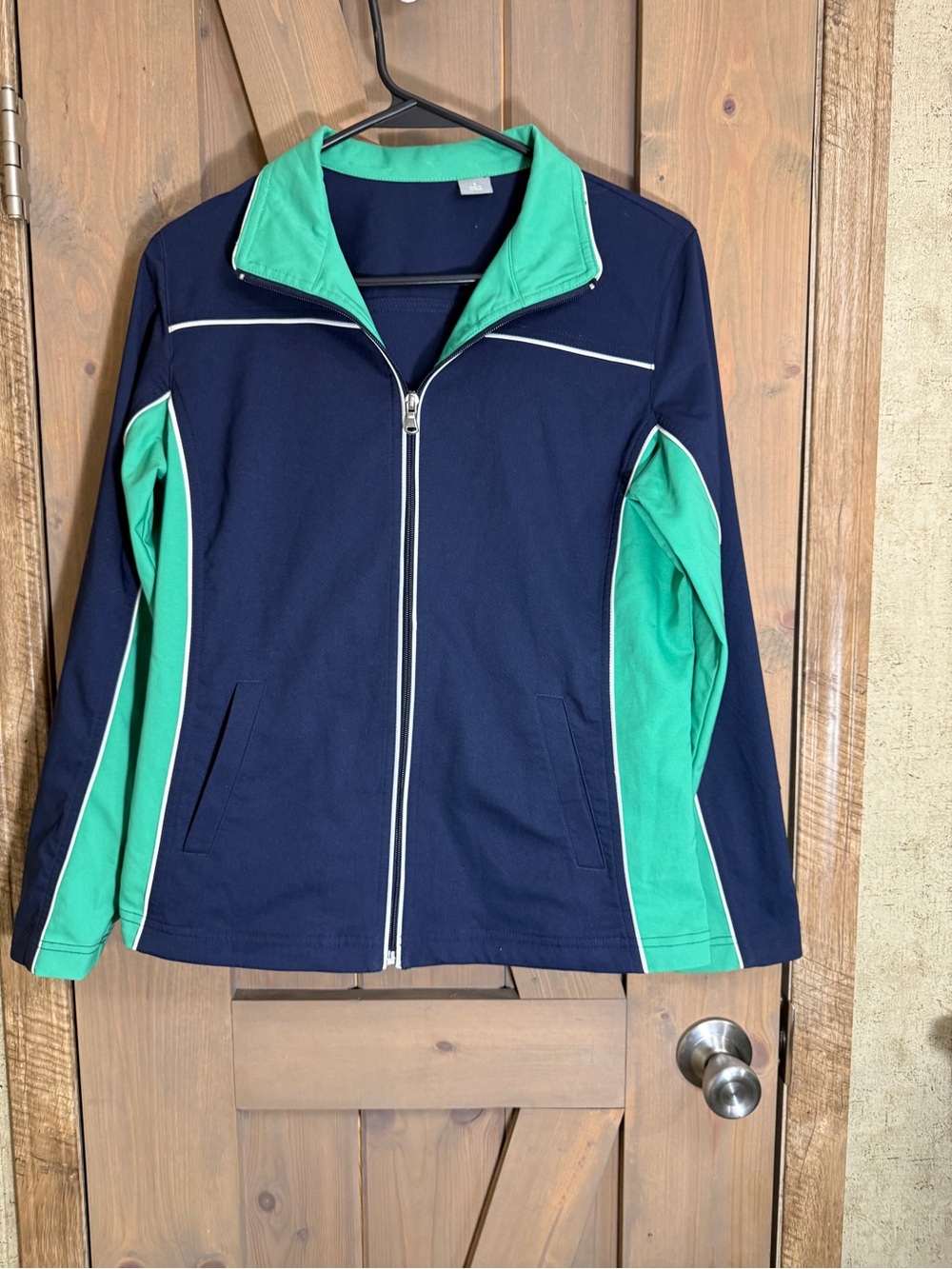 Navy and Teal Full-Zip Women's Athletic Jacket